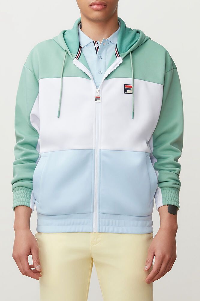 Fila Sky White/Blue Hoodie Mens - NZ 94317-BUMT